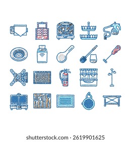home interior accessories design doodle icons set vector. furniture design, room lamp, modern decor, object decoration, sofa bathroom house home interior accessories design sketch hand drawn