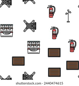 hogar accesorios interiores diseño vector patrón sin fisuras línea delgada ilustración