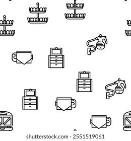 Inicio Accesorios de interior Diseño de Vector Patrón sin fisuras Línea delgada Ilustración