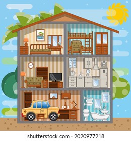 Interior en casa. Antecedentes. Ilustración vectorial.