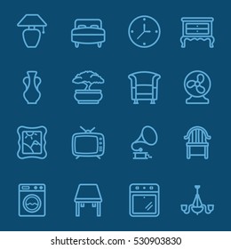 Home interior blue line icon