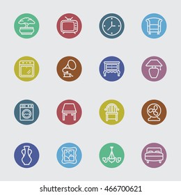 Home interior color circles line icon