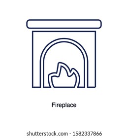 Home interior design icon, fireplace icon,  illustration. Flat design style - Illustration