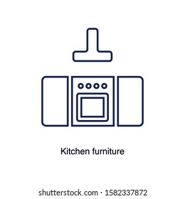 Home interior design icon, kitchen furniture icon, illustration. Flat design style - Illustration