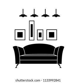 Home interior design icon. Sofa icon, living room