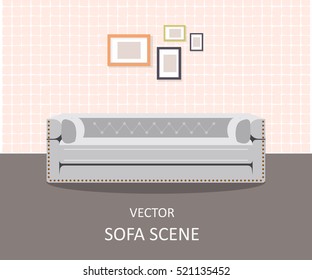 Home interior. Interior design of a living room for web site, print, poster, presentation, infographic. Flat design illustration. EPS 10
