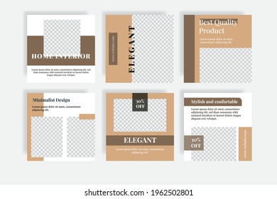 Home interior design social media post banner template
