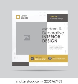 Home Interior Design Social media post template or Interior Furniture Social Post Design