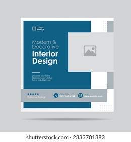 Home Interior Design Social media post template or Interior Furniture Social Post Design