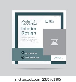 Home Interior Design Social media post template or Interior Furniture Social Post Design