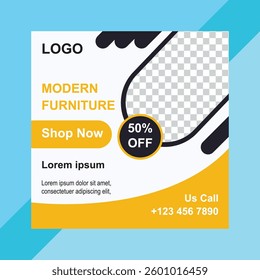 Home interior design square flyer template design