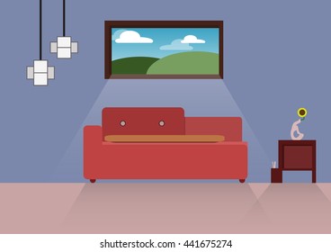 Home interior design for web site,Flat design.
