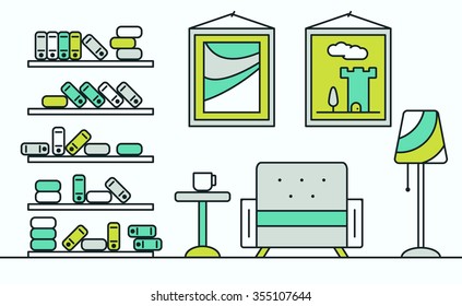 Home interior design.vector illustration.
