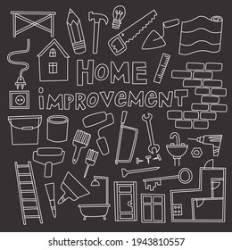 home interior doodle outline vector illustration, ideal for web, backdrop