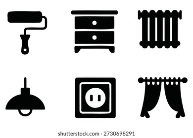 Startseite Interior Elemente Icons Farbe Walze Nachttisch