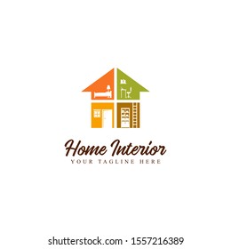 home interior furniture flat style logo design