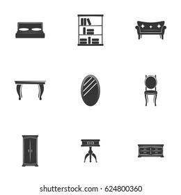 Home interior, furniture icons. White background