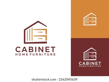 home interior furniture logo. home with cabinet vector design concept