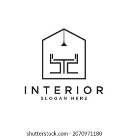 home interior , furniture minimalist logo design template
