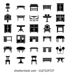 
Home Interior Glyph Vector Icons 

