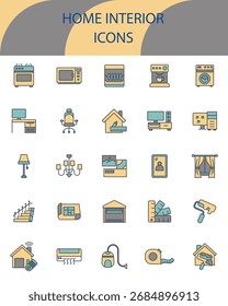 Inicio Icono interior conjunto de colección. Estilo de diseño con fondo