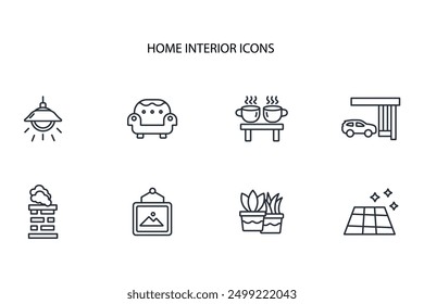 Home interior icon set.vector.Editable stroke.linear style sign for use web design,logo.Symbol illustration.
