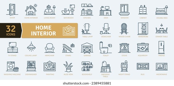 Home interior icons Pack. The art and science of understanding people's behavior to create functional spaces