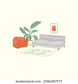 Home Interior Illustration for design needs, Landing Pages, Animation, Apps, Presentations, Content Creator and other Promotions