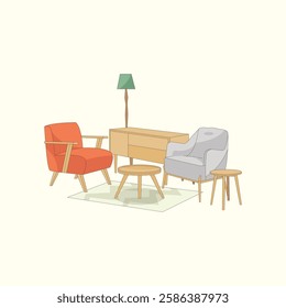 Home Interior Illustration for design needs, Landing Pages, Animation, Apps, Presentations, Content Creator and other Promotions