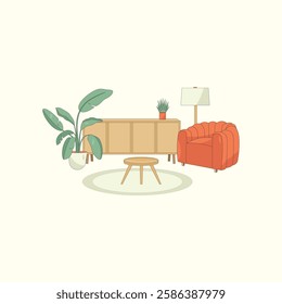 Home Interior Illustration for design needs, Landing Pages, Animation, Apps, Presentations, Content Creator and other Promotions