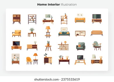 home interior illustration design set