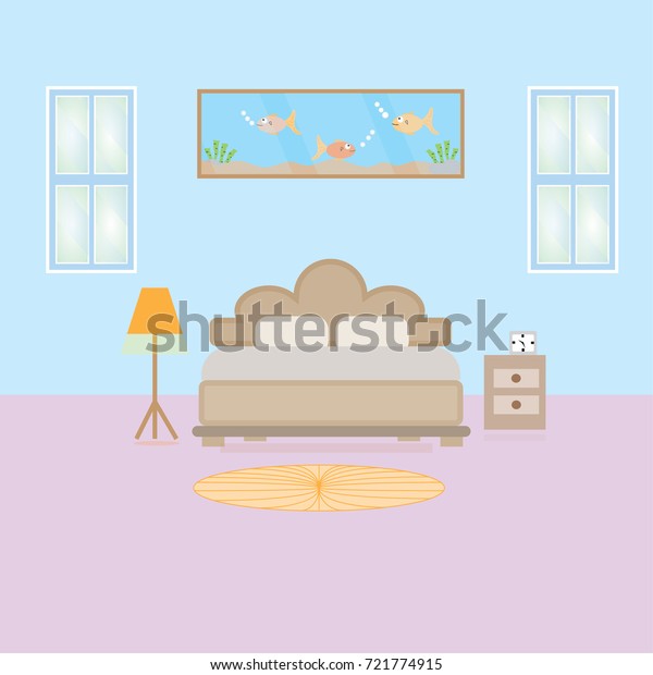 Home Interior Light Blue Pink Room Stock Vector Royalty