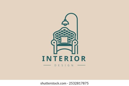 Home interior logo concept for home, sofa vector illustration.