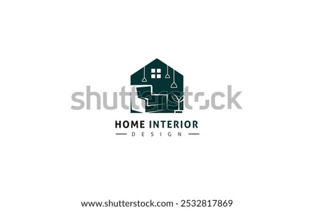 Home interior logo concept for home, sofa vector illustration.