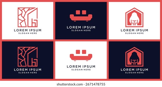 Conjunto de diseño de logotipo interior para el hogar