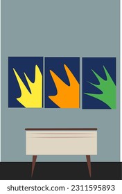 Home interior with minimalist decor, vector design