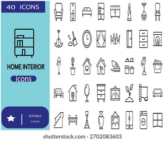 Startseite Interior Vektor Icons Collection