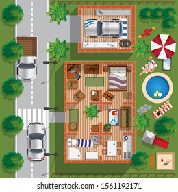 Home interior. View from above. Vector illustration.