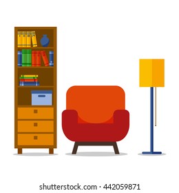 Home interior. For web site, print, poster, presentation, infographic. Flat design vector illustration.