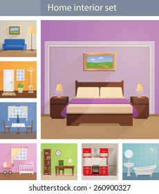 Home interiors vector set