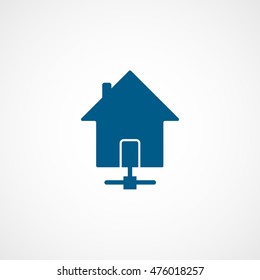 Home Internet Blue Flat Icon On White Background