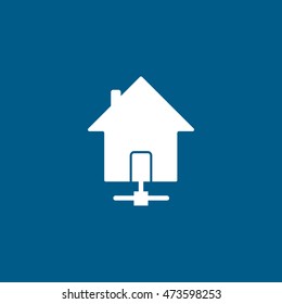 Home Internet Flat Icon On Blue Background