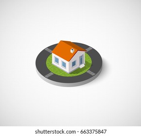Home internet icon isometric landscape of the city