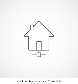 Home Internet Line Icon On White Background