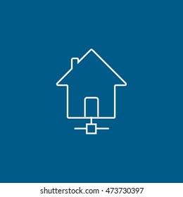 Home Internet Line Icon On Blue Background