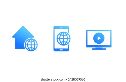 home internet, mobile traffic and smart tv provider icons