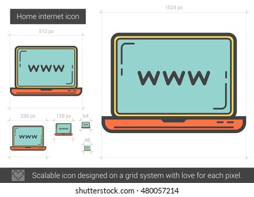 Startseite Internet, Vektorsymbol einzeln auf weißem Hintergrund. Startsymbol für Infografik, Website oder App. Skalierbares Symbol, das auf einem Gittersystem entworfen wurde.