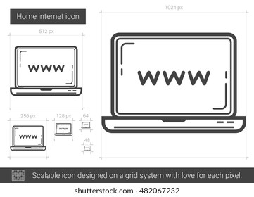 Icono de línea vectorial de Internet residencial aislado en fondo blanco. Icono de la línea de Internet residencial para infografía, sitio web o aplicación. Icono escalable diseñado en un sistema de cuadrícula.