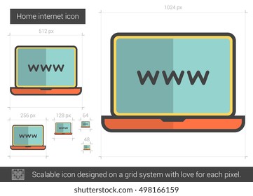 Home internet vector line icon isolated on white background. Home internet line icon for infographic, website or app. Scalable icon designed on a grid system.