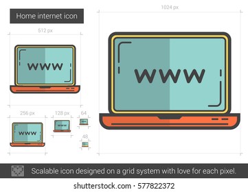 Icono de línea vectorial de Internet residencial aislado en fondo blanco. Icono de la línea de Internet residencial para infografía, sitio web o aplicación. Icono escalable diseñado en un sistema de cuadrícula.